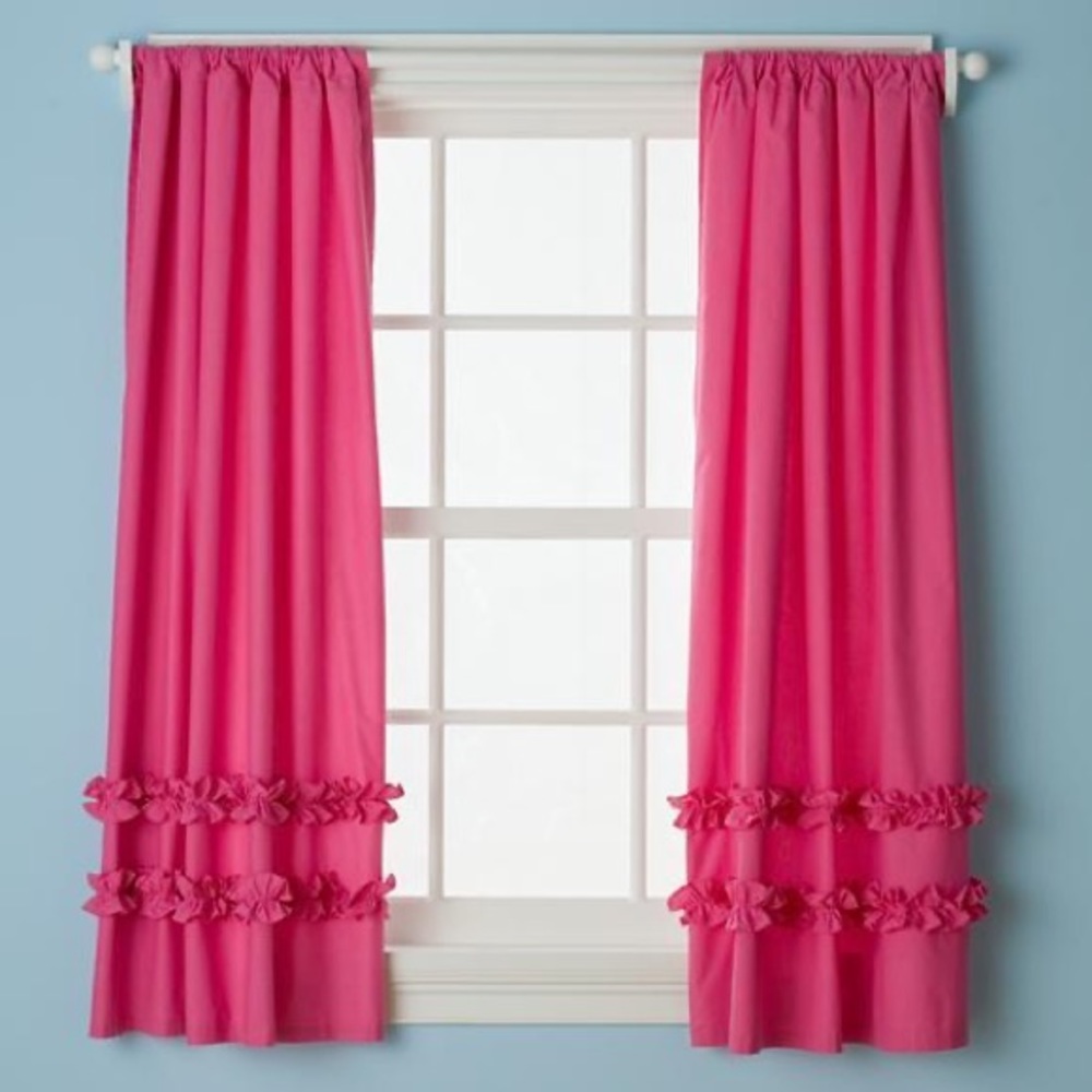 Hot Pink Ruffle Window Curtain Panels - Brand